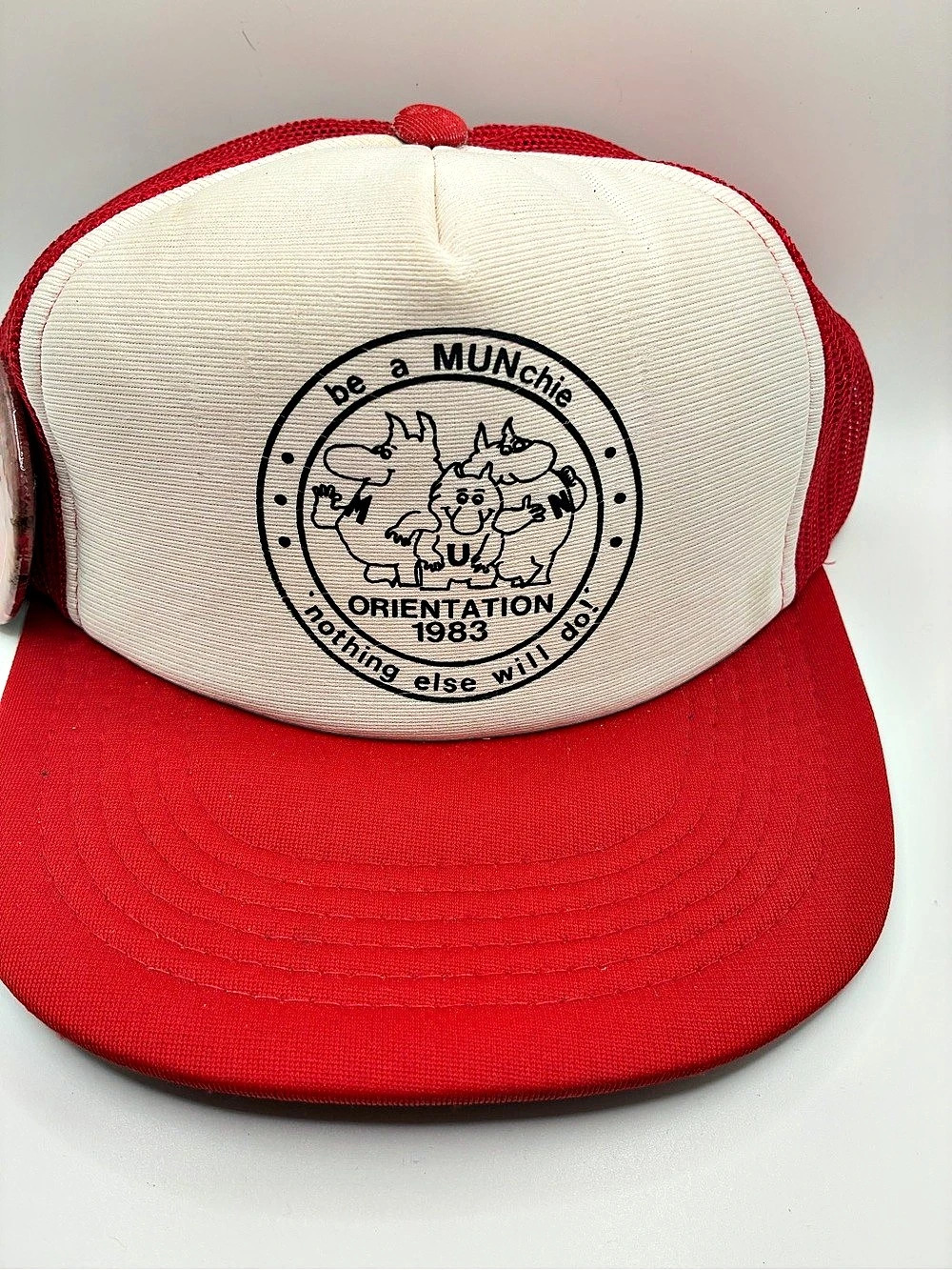 Munchies Orientation 1983 Trucker Hat in Red & Cream